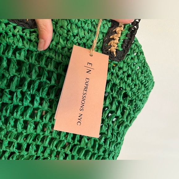 NWT E N EXPRESSIONS Woven Boho Tote Bag Vegan - Picture 2 of 13